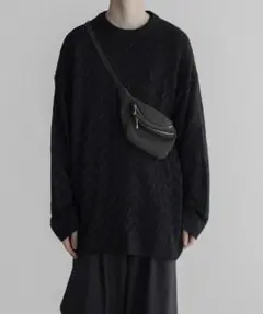 【美品】remer リメール ルーズ透かし編みオーバーニット ブラック Mのサムネイル