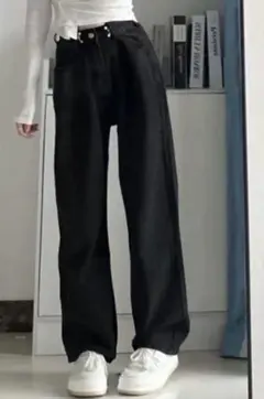 dream garden ハイウエスト&タックのルーズデニムパンツ　Lサイズ