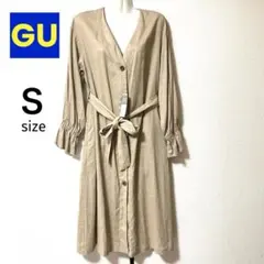 新品 GU ジーユー リネンブレンドガウン ワンピース S ベージュ