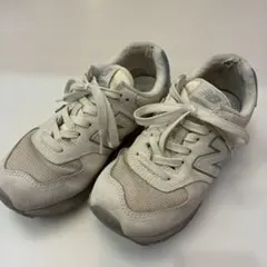 New Balance 574 ホワイト 24.5 くすみ スエード スニーカー