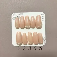 ネイルチップ パール ヌードピンク ハンドメイド10個セット