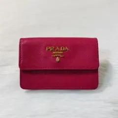 人気　PRADA プラダ　二つ折り　名刺入れ　カード入れ　小物ケース　ピンク