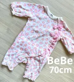 BeBeべべ女の子花柄ピンク長袖ロンパース