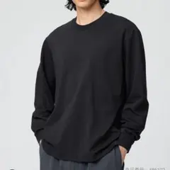 エアリズムコットンクルーネックTシャツ M 長袖ブラック