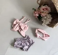 ピンク 花柄 セパレート水着　ヘアバンド