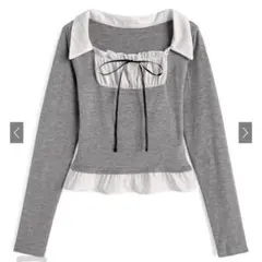 【GRL】シャツドッキングリボンフリルトップス th046