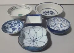 G3178 有田焼 清秀作 絵変り 小鉢 5客揃 染付 色絵 豆鉢 小鉢揃 盛鉢