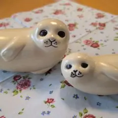 リサラーソン　アザラシの親子 ミディアム　ミニ　2点セット