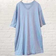 バナナリパブリック Tシャツ Vネック 半袖 無地 M 水色 綿 デイリー