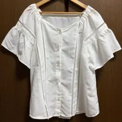 GU ホワイト 半袖シャツ レース装飾