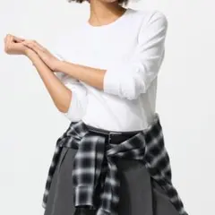スムースストレッチコットンクルーネックT/長袖ホワイトＸＬ