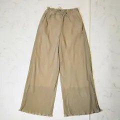 GU ウエストゴム プリーツ イージーパンツ ベージュ S 裏地付