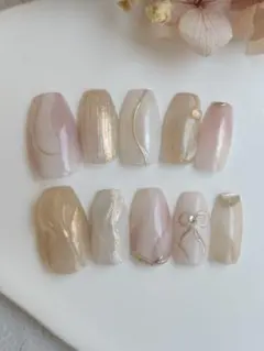 サイズオーダー可能 ネイルチップ 現品 ニュアンス ミラー