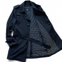 極美品 ヘリンボーン バーバリーブラックレーベル トレンチコート 黒 ウール混