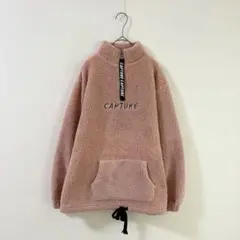 3949【Capture】ボアプルオーバー　もこもこ　ハーフジップ　ピンク　M