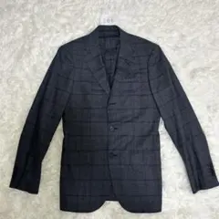 106 美品UNITED ARROWS カシミヤ混 ネイビー グレンチェック42のサムネイル