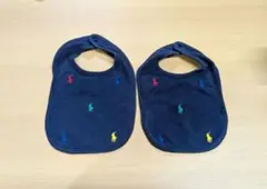 ラルフローレン ポロポニー刺繍スタイ ネイビーブルフォーマル　2枚セット