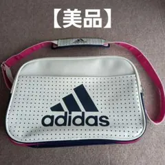 adidas エナメルショルダーバッグ 大きめ ホワイト/ネイビー/ピンク