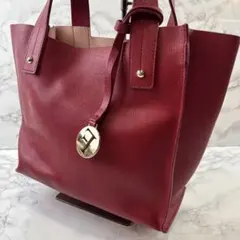 FURLA フルラ 本革 レザー スクエア ミニ トートバッグ 赤(レッド)