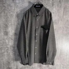 レトロ総柄ポリシャツ 日本製 幾何学柄 モード 古着 長袖シャツ　ヴィンテージ風