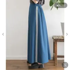 RETRO GIRL（レトロガール）ブルー サイドストライプ フレアスカート　青