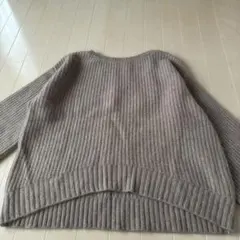 薄茶色 リブ編み 長袖ニット 綺麗目　大人女性