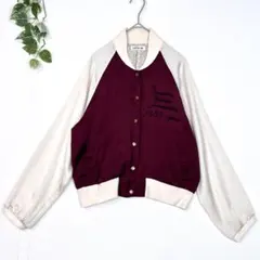 CLEF DE SOL シアー ブルゾン L ベージュ×ワインレッド 刺繍のサムネイル