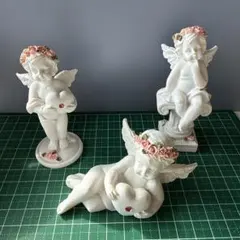 天使の置物 3点セット ハート 花冠のサムネイル
