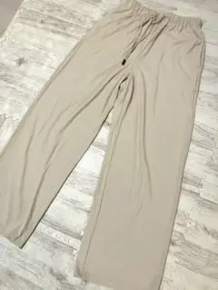【美品】GU リブプルオンパンツ　ナチュラル　M