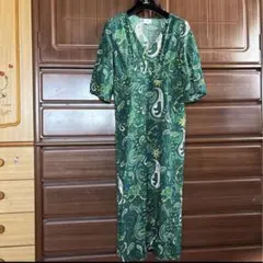 ❤️An'ge ❤️ペイズリー柄 ワンピース グリーン S