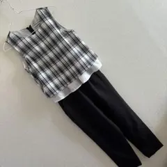 美品　OLIVE des OLIVE チェックとフリルが可愛いオールインワン　M