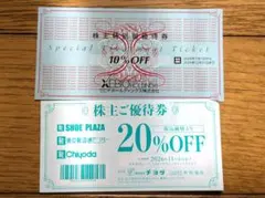 株主優待 チヨダ 20%割引券 ゼビオ 10%割引券 各1枚