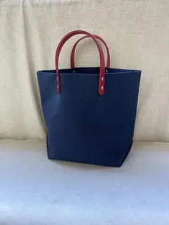 普通サイズ?帆布トートバッグ　　@b革持ち手　ハンドメイド
