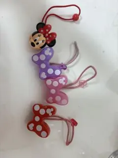 ミニーマウス 水玉リボンヘアゴム 4個セット