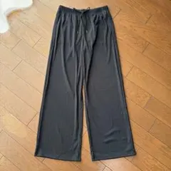 GU リブプルオンパンツ ワイドパンツ L ブラック