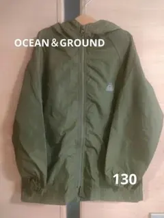 OCEAN AND GROUND フード付きウィンドブレーカー カーキのサムネイル