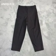 UNIQLO U 予備ボタン有 ウールブレンドワイドフィットパンツ 76 黒