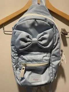 【mezzo piano】リボン付きライトブルーボディバッグ＆リュック　2Way