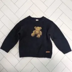 petitmain　プティマイン　くまニット　プルオーバー　紺　100−110