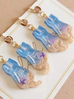 376 猫 ねこ レジンチャーム ハンドメイドチャーム 4個 ゴールド