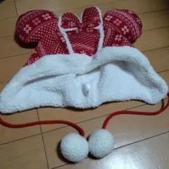 ディズニー　ミニー　ファンキャップ　ノルディック柄　赤　帽子
