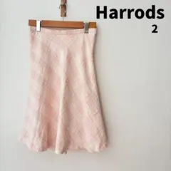 Harrods ハロッズ フレアスカート ピンク チェック柄 サイズ2 ツイードのサムネイル