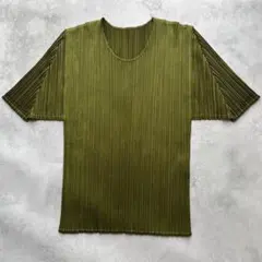美品✨プリーツプリーズ グリーン　カットソー　半袖のサムネイル