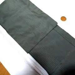 【最終価格】正絹 紬 縦縞 薄緑 一つ紋 超美品