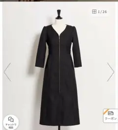 フロントファスナーバイピングワンピース ブラックのサムネイル