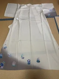 夏用訪問着 付け下げ クリーム　アイボリー 裾ぼかし 花籠模様