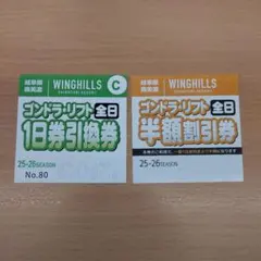 ウイングヒルズ白鳥リゾート　全日ゴンドラリフト1日券引換券　2枚 ウイングヒルズ白鳥リゾート 全日ゴンドラリフト1日券引換券 2枚