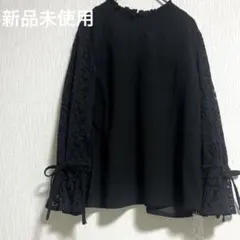 【新品タグ付】clear レーススリーブ シャーリング ハイネックブラウス Fのサムネイル
