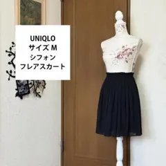 サイズM【UNIQLO】 シフォン フレアスカート ブラック