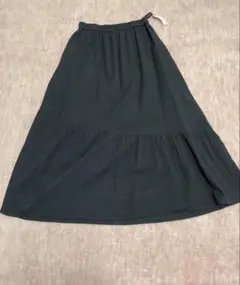 used 黒 フレアロングスカート　シワ加工